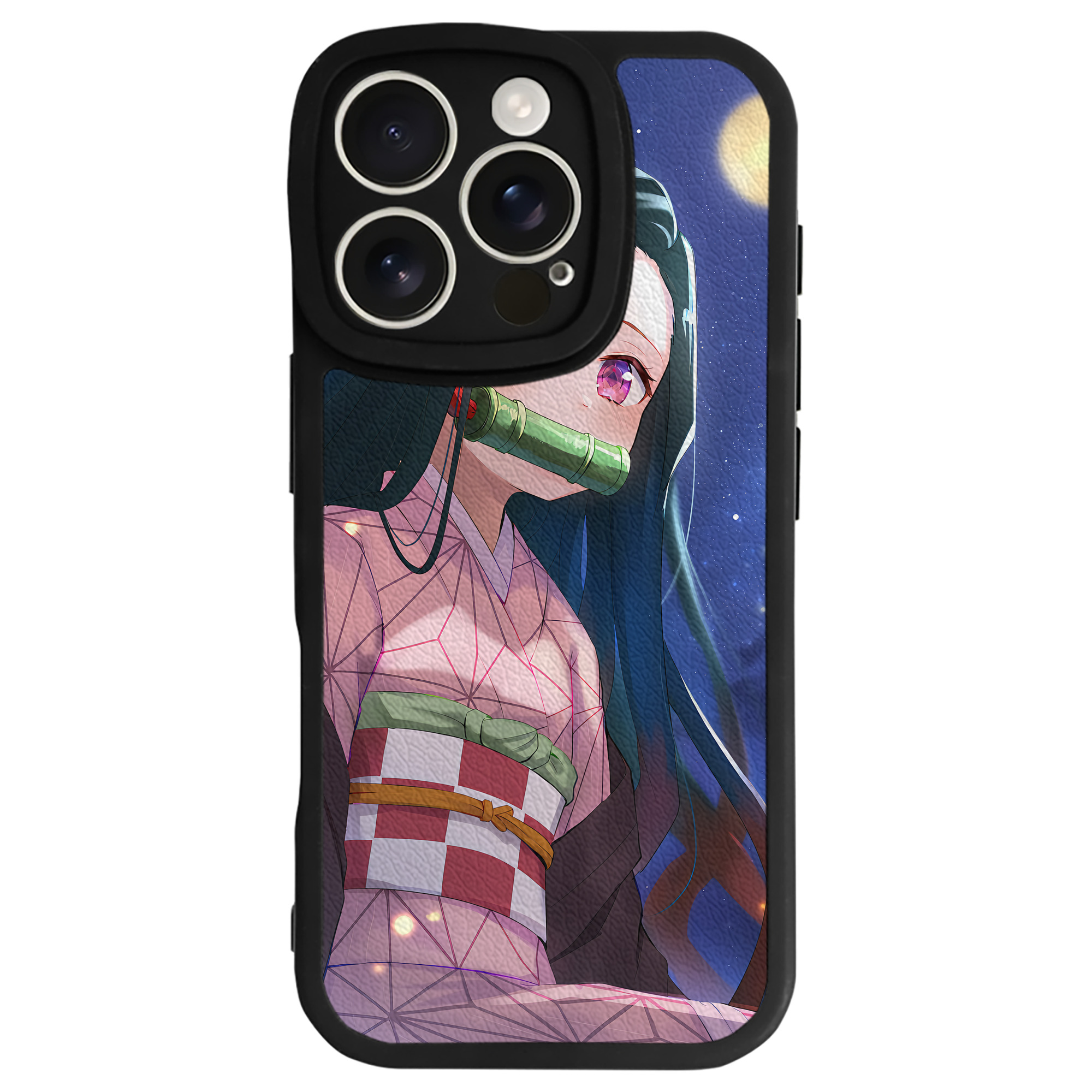 （画像用） 鬼滅の刃（きめつのやいば）竈門 禰󠄀豆子／かまど ねずこ Kamado Nezuko 【iPhone 16シリーズ対応】シリコンスマホケース（レザー調） 材質：シリコン